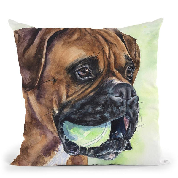 Boxer With Ball Throw Pillow By George Dyachenko