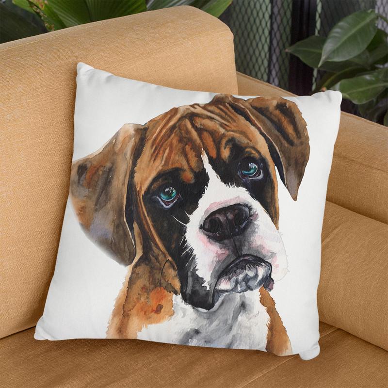 Boxer With Blue Eyes Throw Pillow By George Dyachenko