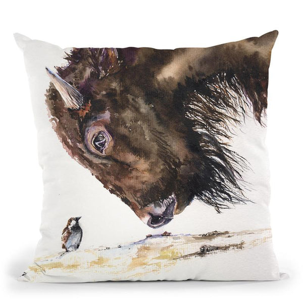 Buffalo And Sparrow Throw Pillow By George Dyachenko