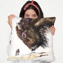 Buffalo And Sparrow Throw Pillow By George Dyachenko