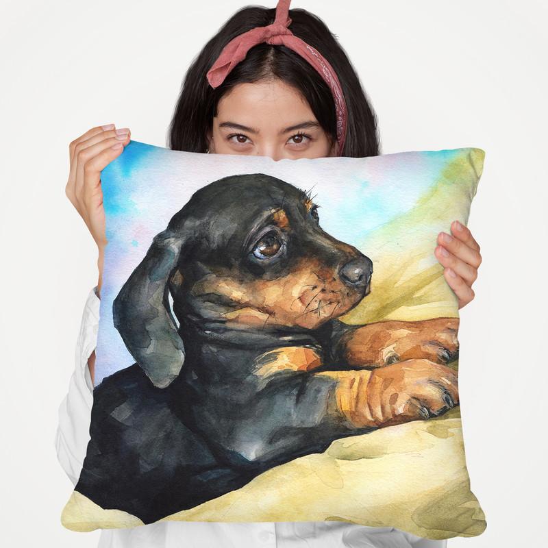 Dachshund Puppy Throw Pillow By George Dyachenko