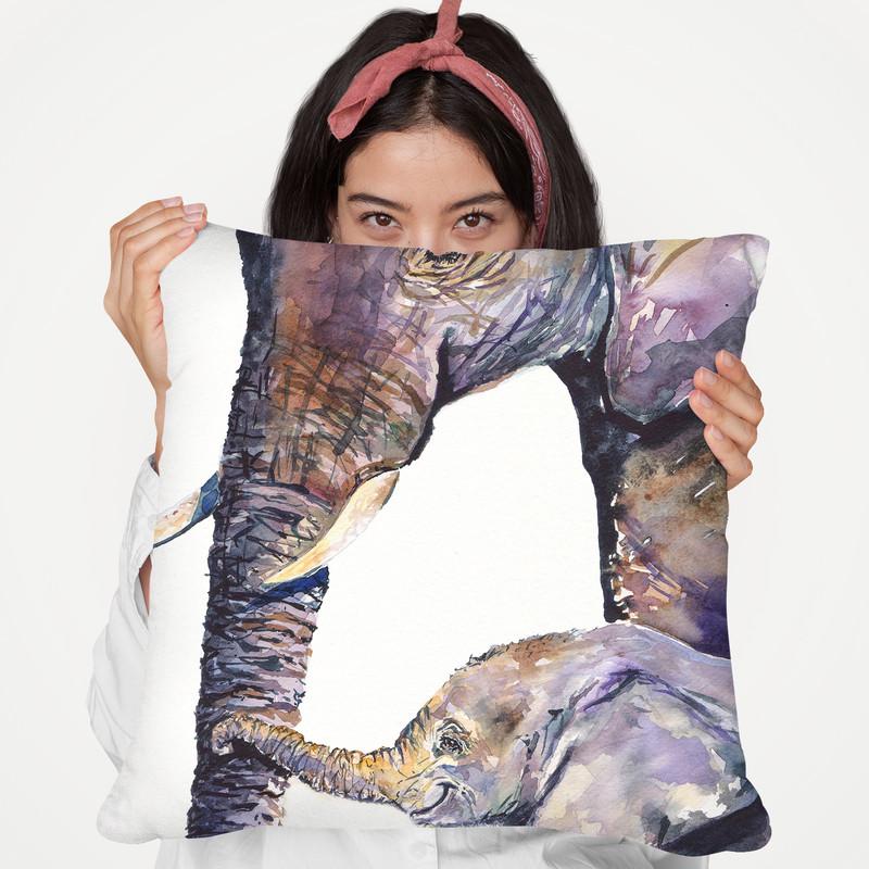 Elephants Family Throw Pillow By George Dyachenko