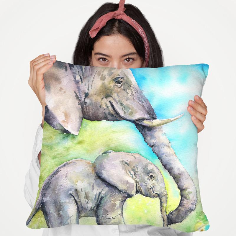 Elephants Throw Pillow By George Dyachenko