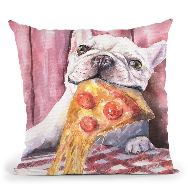 French Bulldog And Pizza Throw Pillow By George Dyachenko