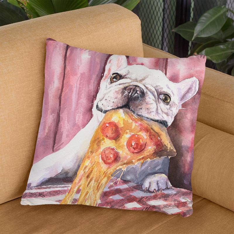 French Bulldog And Pizza Throw Pillow By George Dyachenko