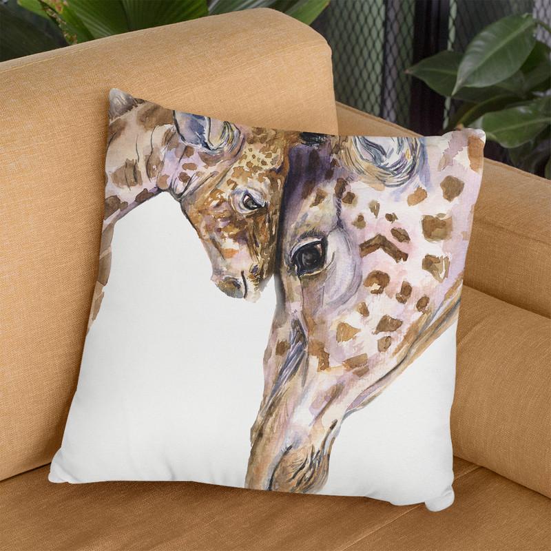 Giraffes Family Throw Pillow By George Dyachenko