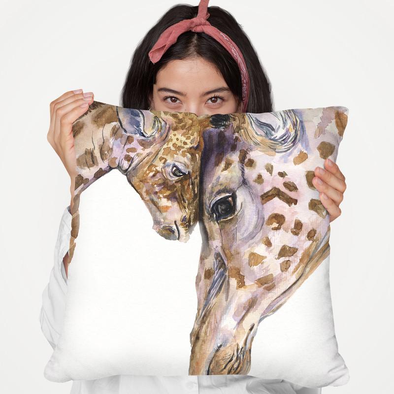 Giraffes Family Throw Pillow By George Dyachenko