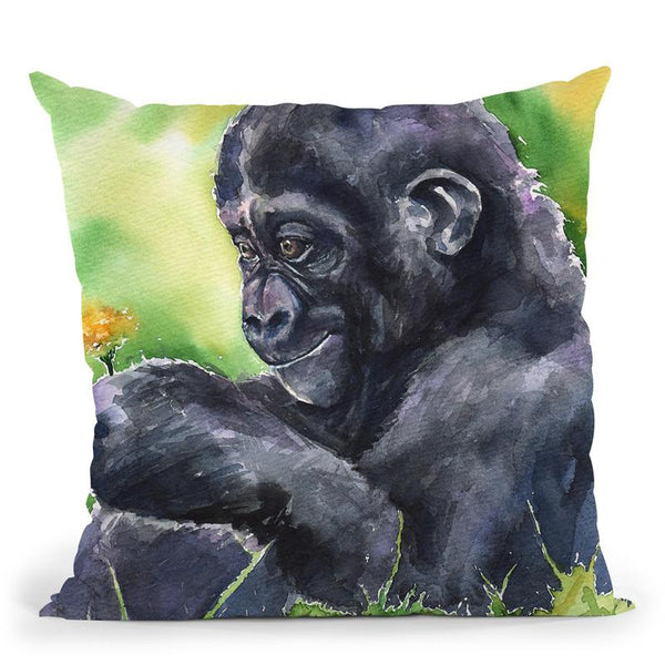 Gorilla Baby Throw Pillow By George Dyachenko