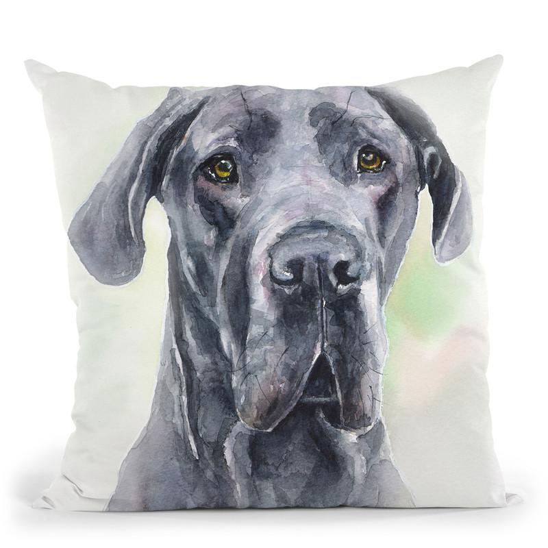 Grey Great Dane Throw Pillow By George Dyachenko