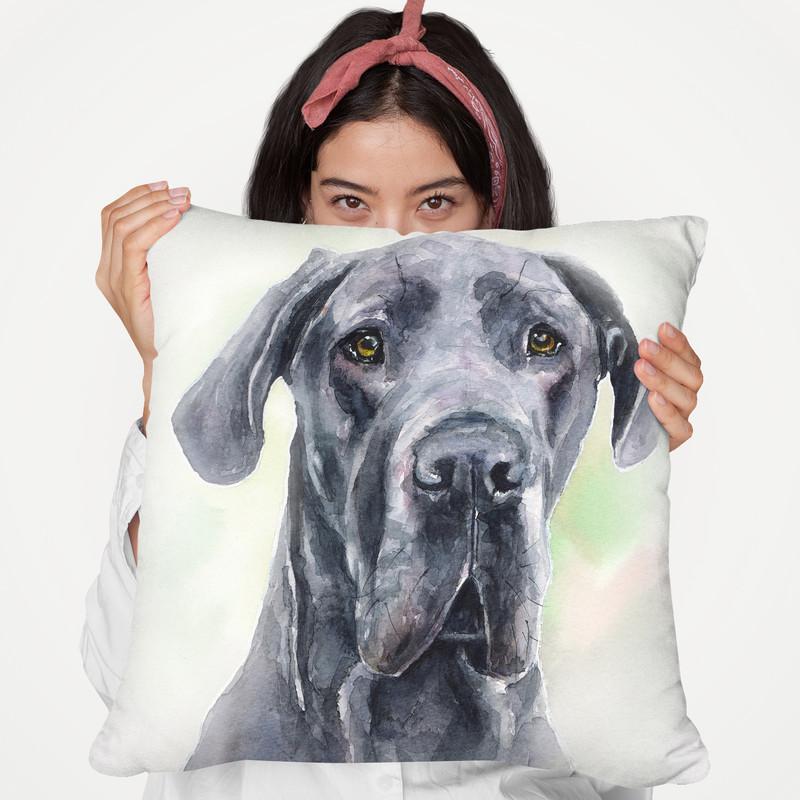 Grey Great Dane Throw Pillow By George Dyachenko