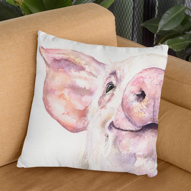 Happy Pig Throw Pillow By George Dyachenko