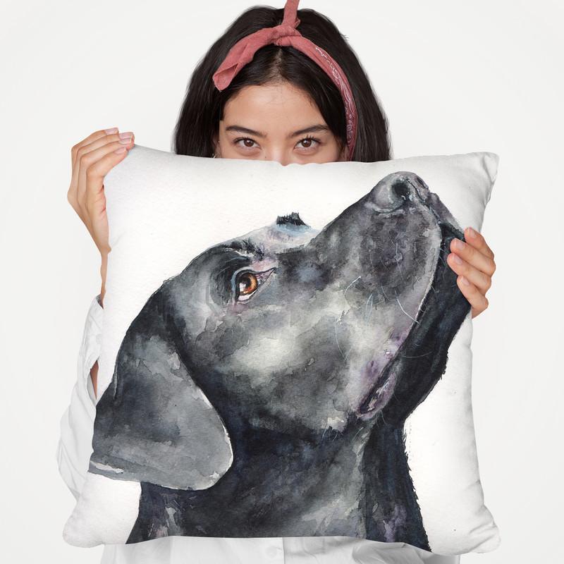Black Labrador Throw Pillow By George Dyachenko