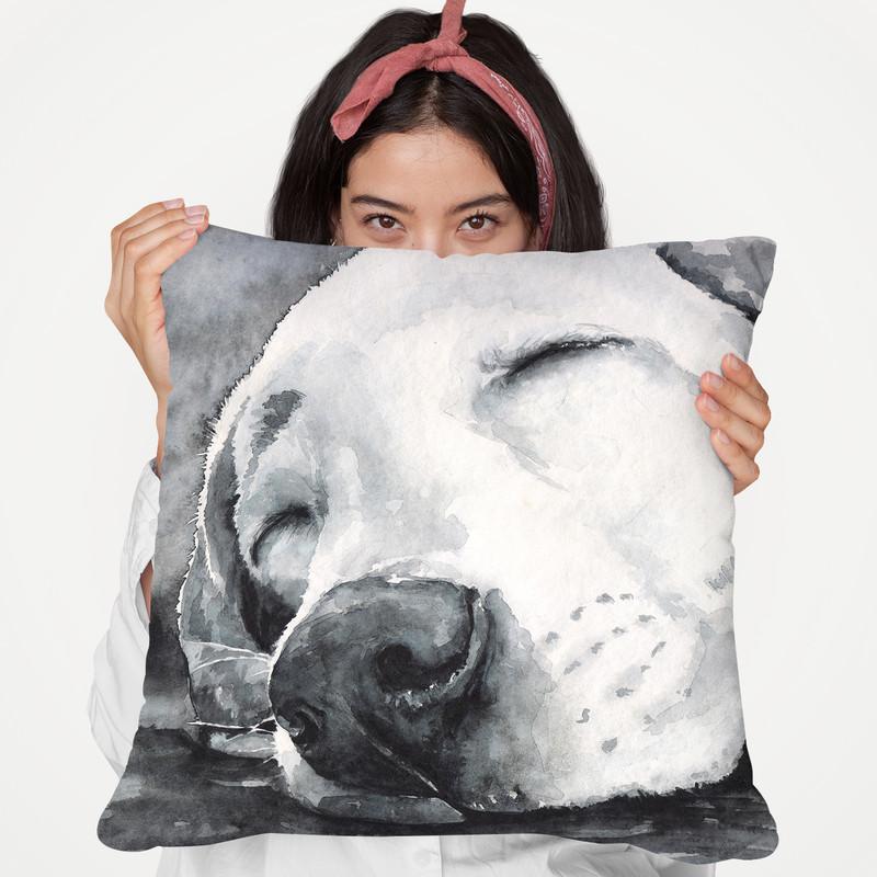 Lab Puppy Throw Pillow By George Dyachenko
