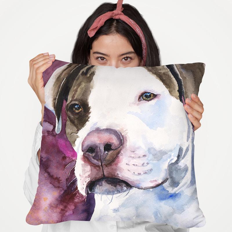 Pit Bull Throw Pillow By George Dyachenko