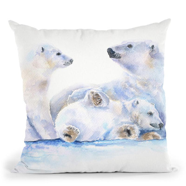 Polar Bears Family Throw Pillow By George Dyachenko