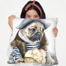 Pug The Sailor Throw Pillow By George Dyachenko