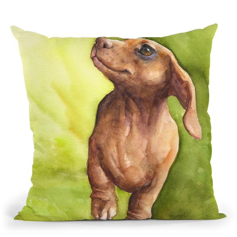 Red Dachshund Throw Pillow By George Dyachenko