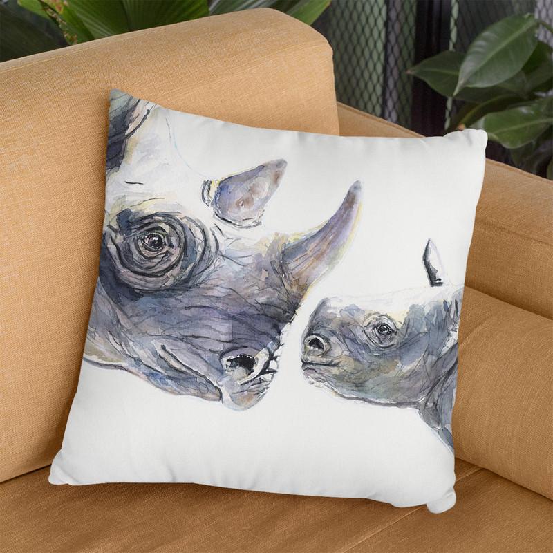 Rhinos Family Throw Pillow By George Dyachenko