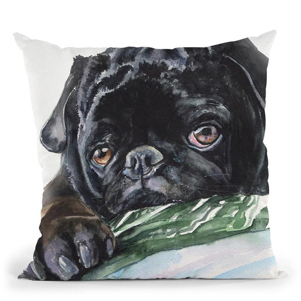 Black Pug Throw Pillow By George Dyachenko