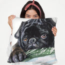Black Pug Throw Pillow By George Dyachenko