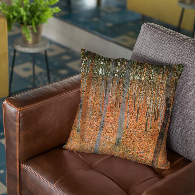 Forest Of Beech Trees Throw Pillow By Gustav Klimt