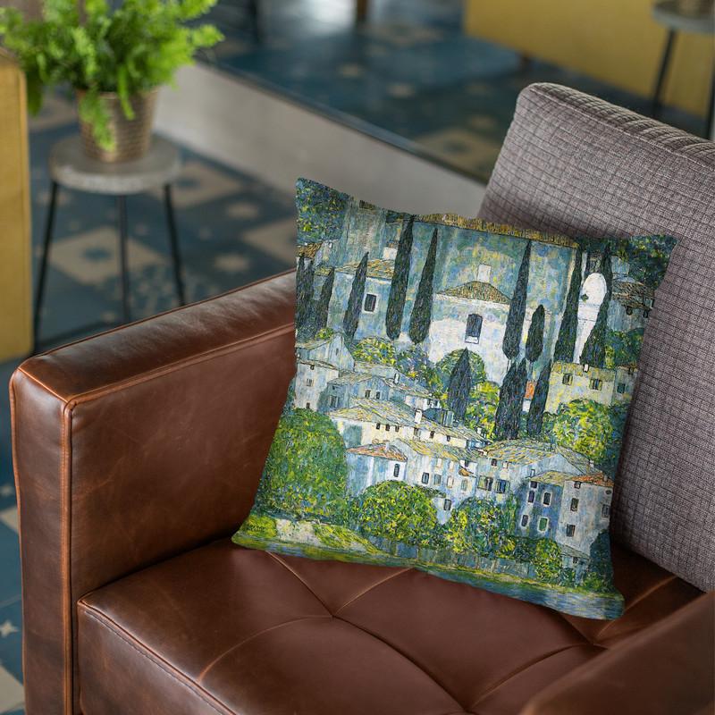 Kirche In Cassone Throw Pillow By Gustav Klimt