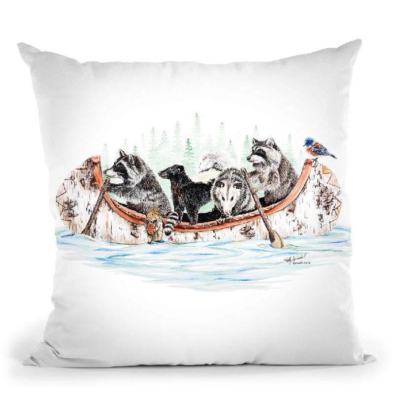 Critter Canoe Throw Pillow By Holly Simental