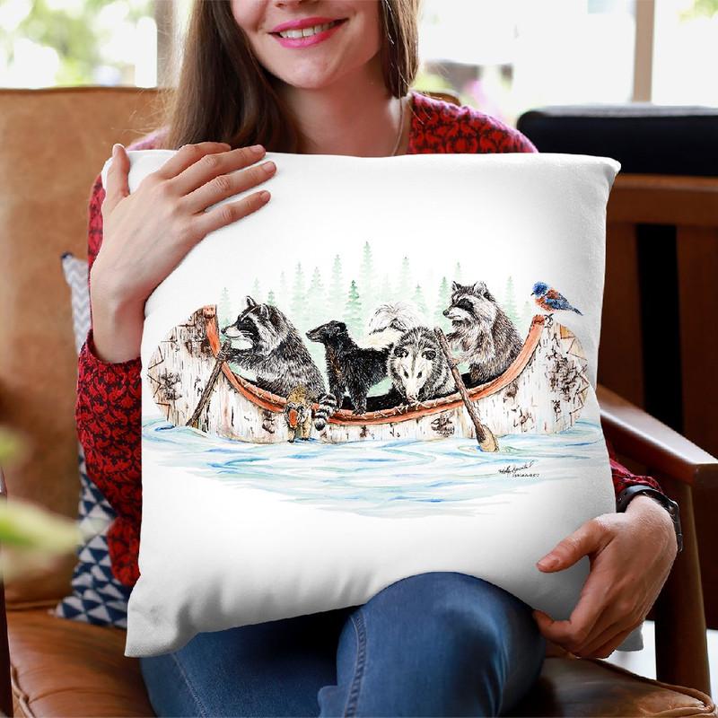 Critter Canoe Throw Pillow By Holly Simental