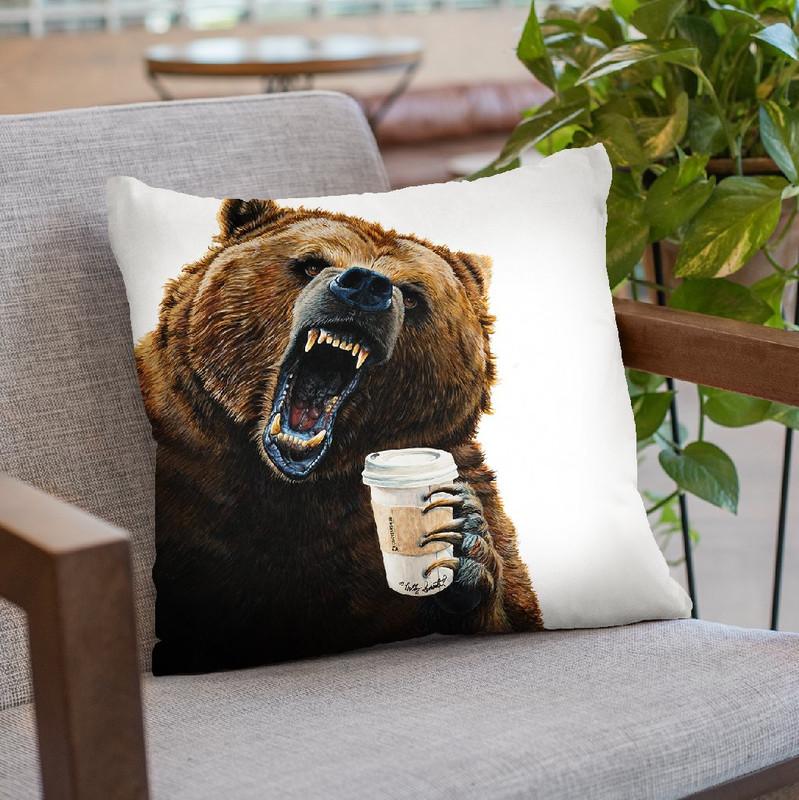 Grizzly Mornings Throw Pillow By Holly Simental