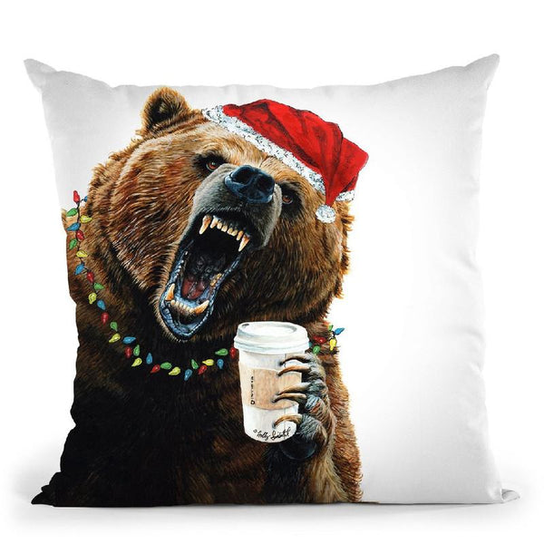 Grizzly Mornings Christmas Throw Pillow By Holly Simental
