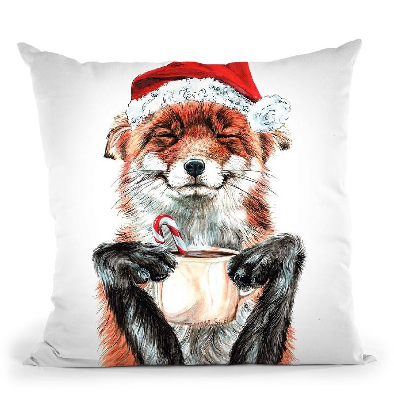 Morning Fox Christmas Throw Pillow By Holly Simental