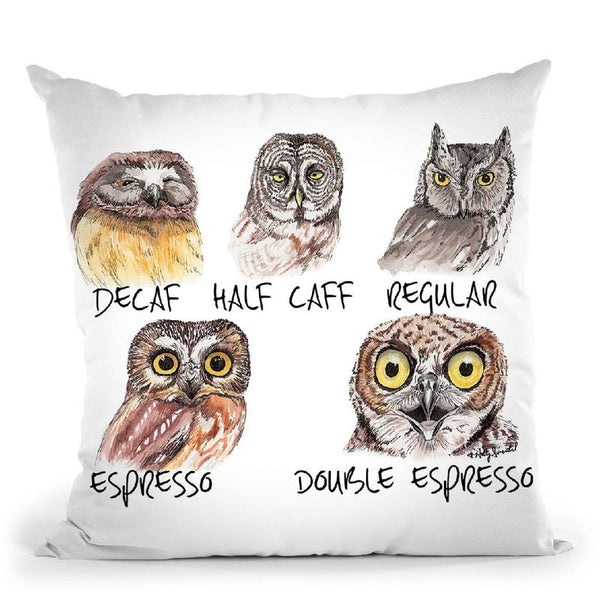 Owl Caffeine Meter Throw Pillow By Holly Simental