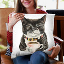 Purrfect Morning Throw Pillow By Holly Simental