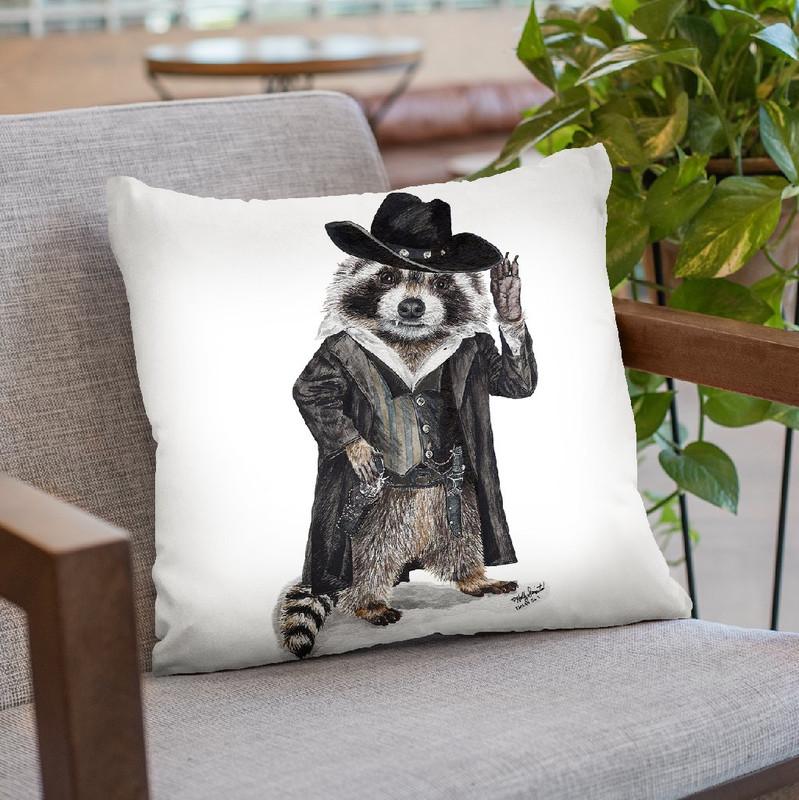 Raccoon Bandit Throw Pillow By Holly Simental
