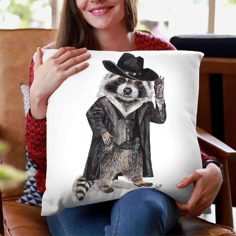 Raccoon Bandit Throw Pillow By Holly Simental