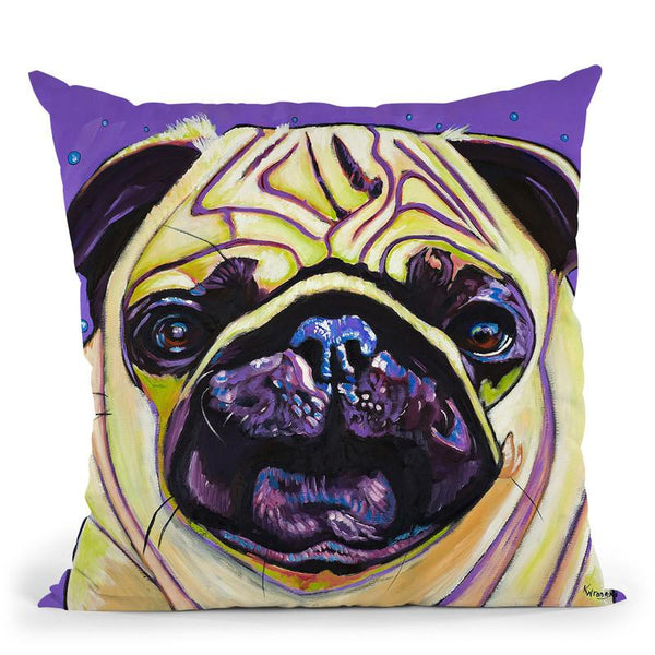 Purple Pug Throw Pillow By Image Conscious - by all about vibe