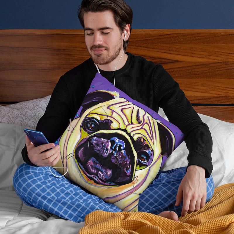 Purple Pug Throw Pillow By Image Conscious - by all about vibe