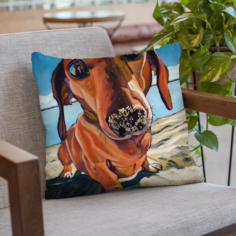 Sand Dog Throw Pillow By Image Conscious - by all about vibe