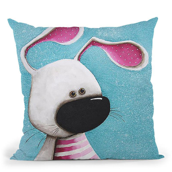 The Pink Bunny Throw Pillow By Image Conscious - by all about vibe