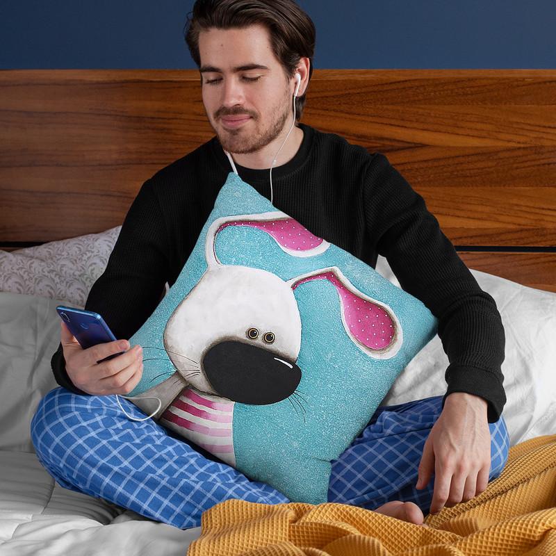 The Pink Bunny Throw Pillow By Image Conscious - by all about vibe