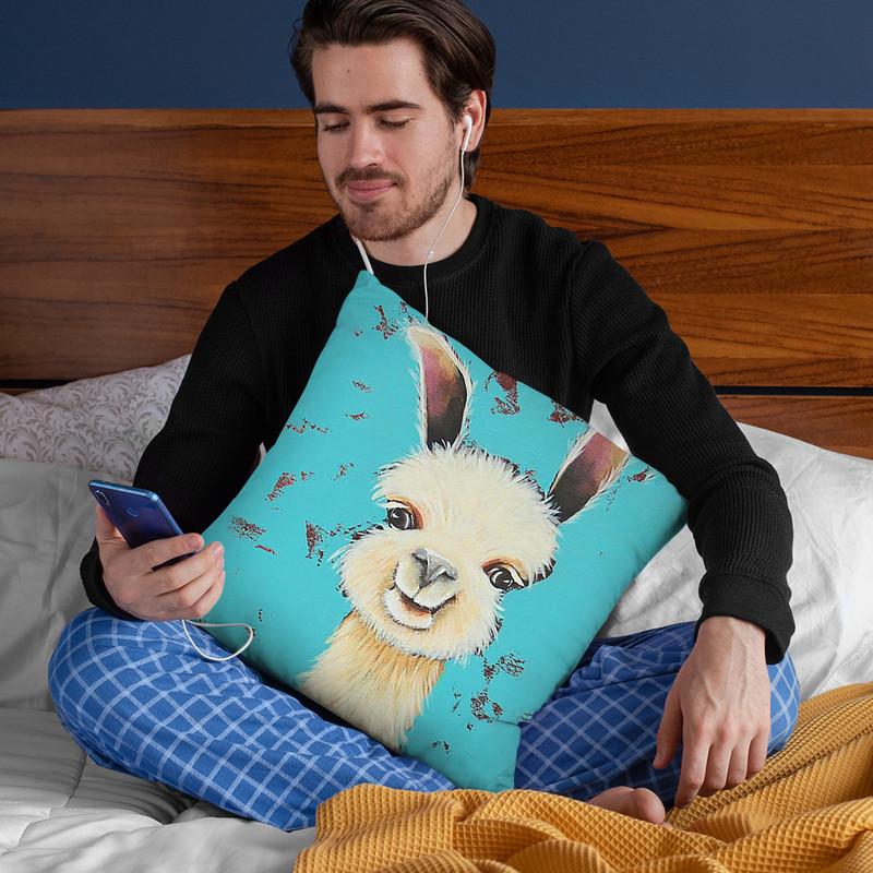 Llama Sue Throw Pillow By Image Conscious - by all about vibe