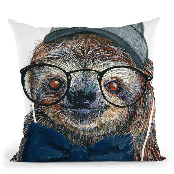 Hipster Sloth Throw Pillow By Image Conscious - by all about vibe