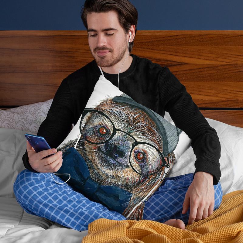 Hipster Sloth Throw Pillow By Image Conscious - by all about vibe