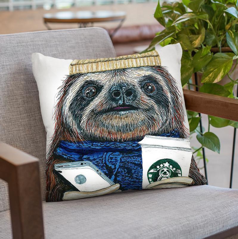 Urban Sloth Throw Pillow By Image Conscious - by all about vibe