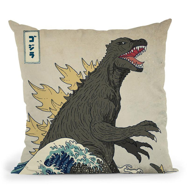 The Great Monster Off Kanagawa Throw Pillow By Image Conscious - by all about vibe
