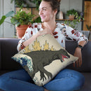 The Great Monster Off Kanagawa Throw Pillow By Image Conscious - by all about vibe