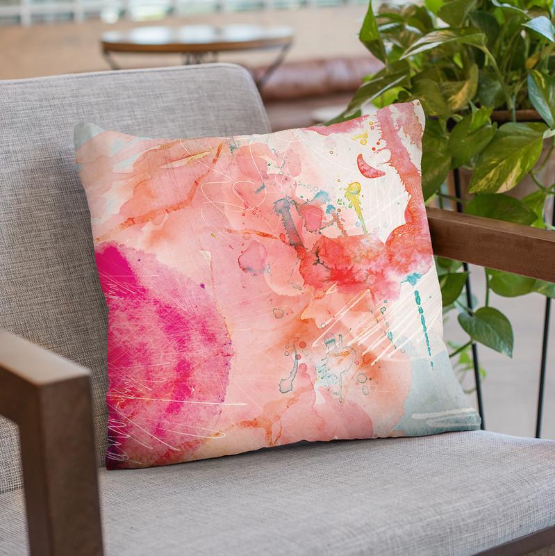 Abstract Turquoise Pink No 1 Throw Pillow By Image Conscious - by all about vibe
