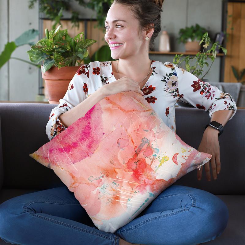 Abstract Turquoise Pink No 1 Throw Pillow By Image Conscious - by all about vibe