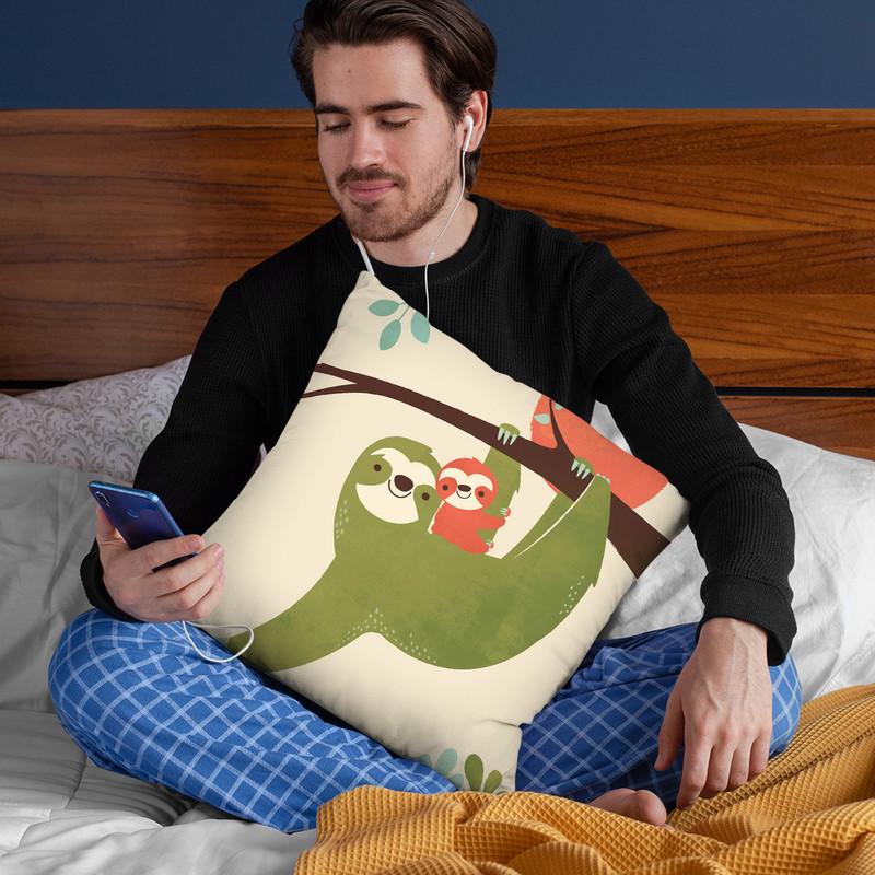 Mama Sloth Throw Pillow By Image Conscious - by all about vibe