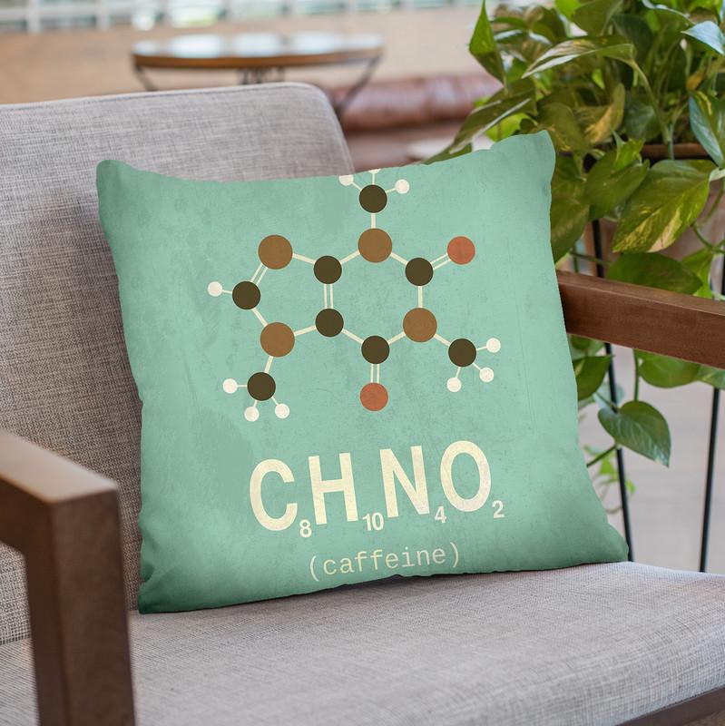 Molecule Caffeine Throw Pillow By Image Conscious - by all about vibe